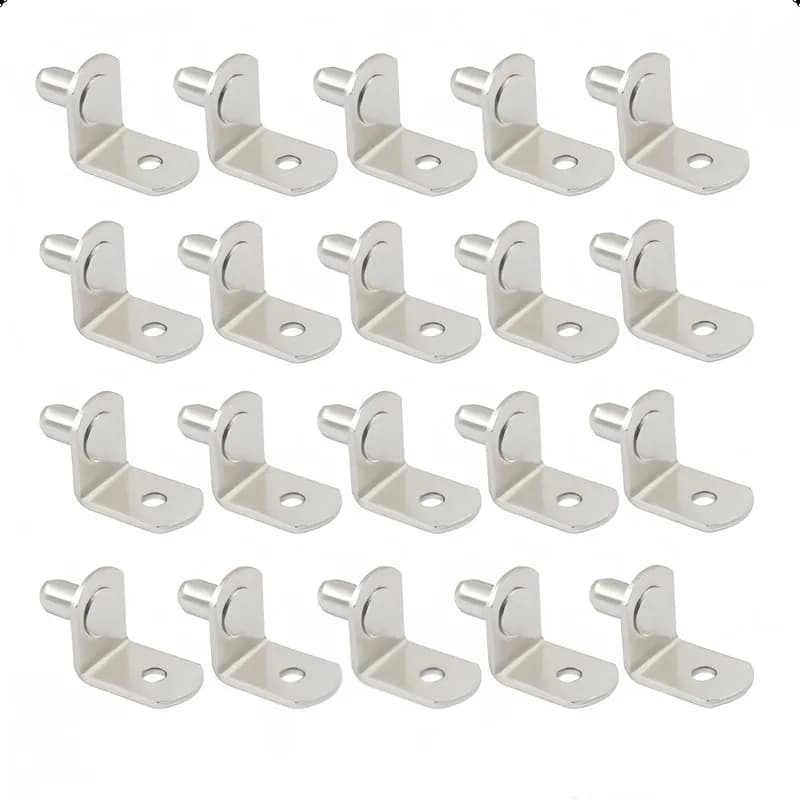 42 pcs 5*10mm Sturdy Load Support Cabinet Shelf Brackets, great for Furniture Board Fixing, Nickel Plated Iron