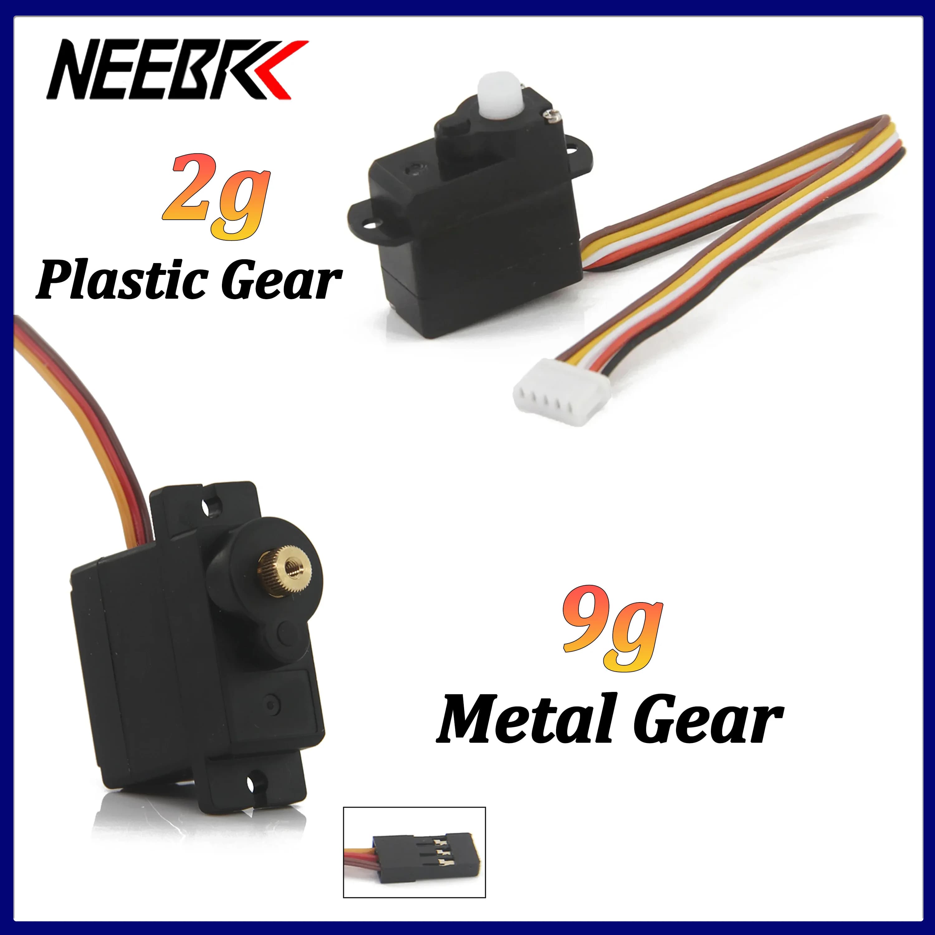 NEEBRC 2g 9g Plastic/Metal Gear Mini Servo for RC FPV Racing Drone Fixed-wing Helicopter Micro Car Drift Wltoys Axial Toy Part