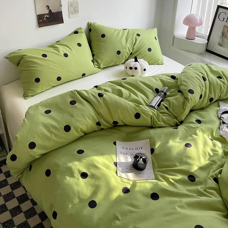 Y1 HomeGreen Polka Dots Copripiumino Federa Lenzuolo AB Copripiumino laterale Stripe Boy Kid Teen Girl Biancheria da letto Set King Q