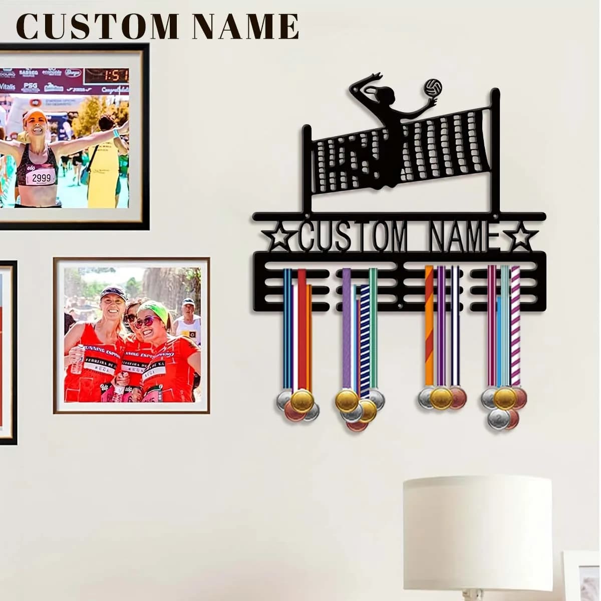 Customized Metal Sports Medal Display for Volleyball, Valentine's Day Gift, for decorating the room, suitable for basketball, football and sports exercises.