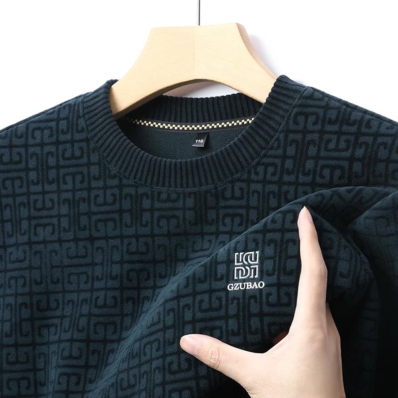 Personality printed fashion men's round neck sweater high-quality luxury brand thick velvet warmth autumn winter casual pullover