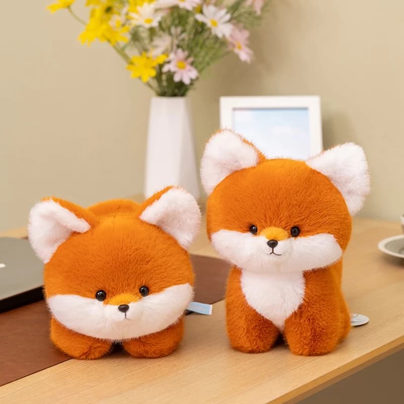 Peluche di Volpe Arancione Carina, Morbido Cuscino a Forma di Volpe in Posizione Sdraiata e Seduta, Peluche Kawaii, Regalo di Compleanno