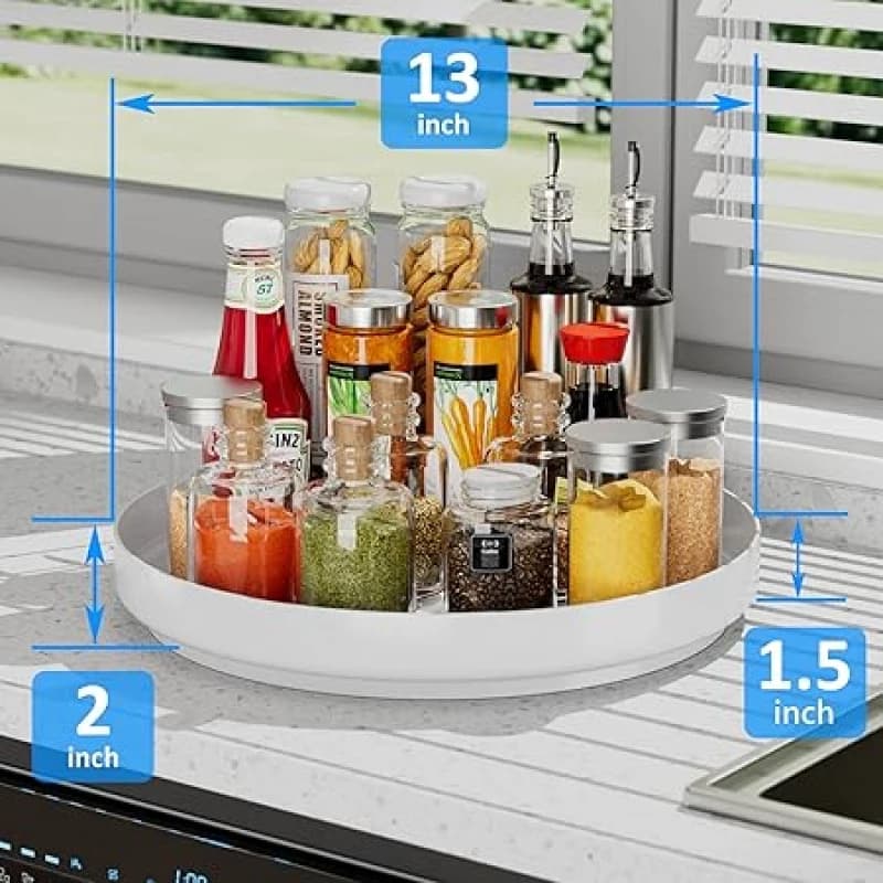 Organizzatore Girevole Grande in Acciaio Inossidabile Nero per Spezie, Adatto per Armadietti da Cucina, Frutta, Snack, Insalate, Dispensa, Bagno