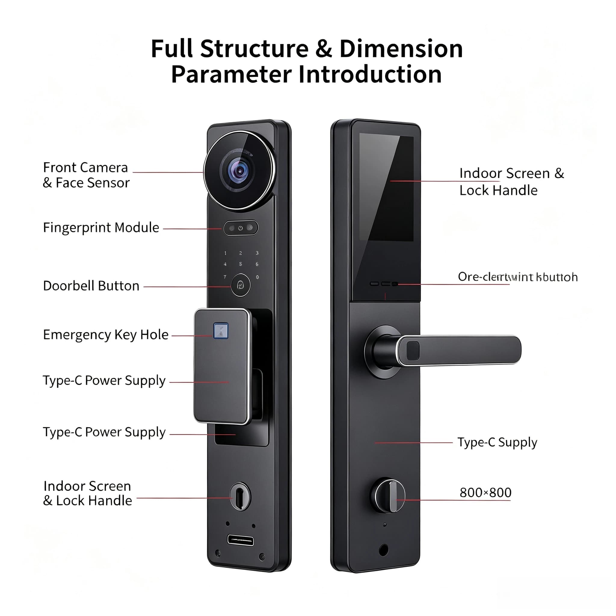 Serratura per porta con riconoscimento facciale 3D Palm Vein AIl Serratura intelligente biometrica digitale elettronica completamente automatica per impronte digitali per la casa