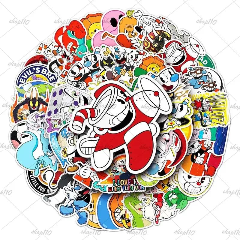 Wall decal Cuphead Boy Game Gift Birthday Party Decorations Supplies Baby Shower Bag Water Bottle Notebook Laptop Phone Computer