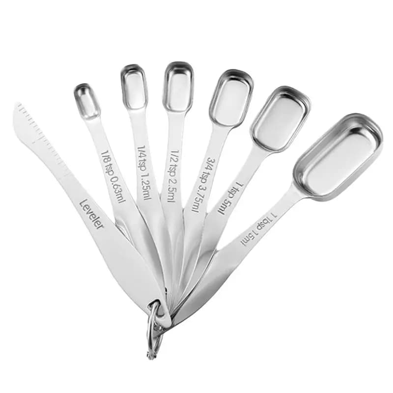 AEE4-Set di cucchiai dosatori Cucchiaio per condimenti con set di cucchiai dosatori in scala Set di cucchiai dosatori per spezie in acciaio inossidabile Gadget da cucina