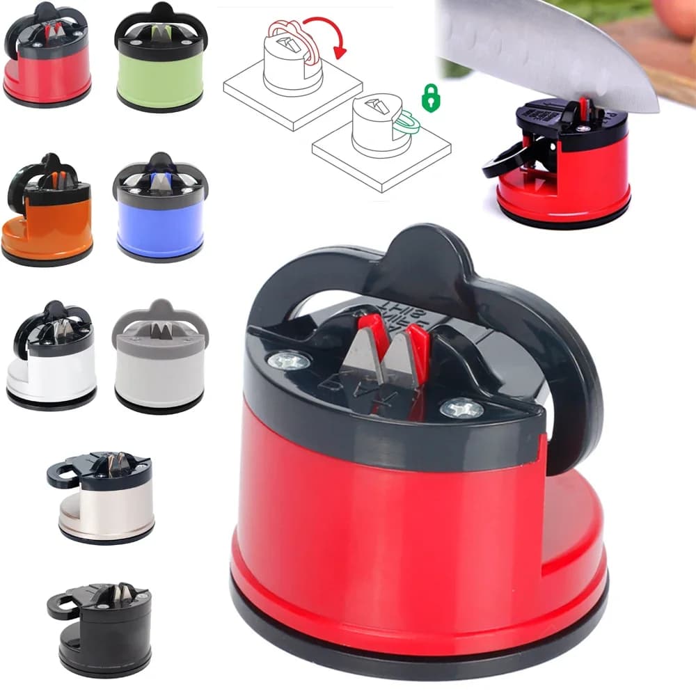 Affilacoltelli Professionale a Ventosa con Pietra per Affilare in Tungsteno, Strumento da Cucina