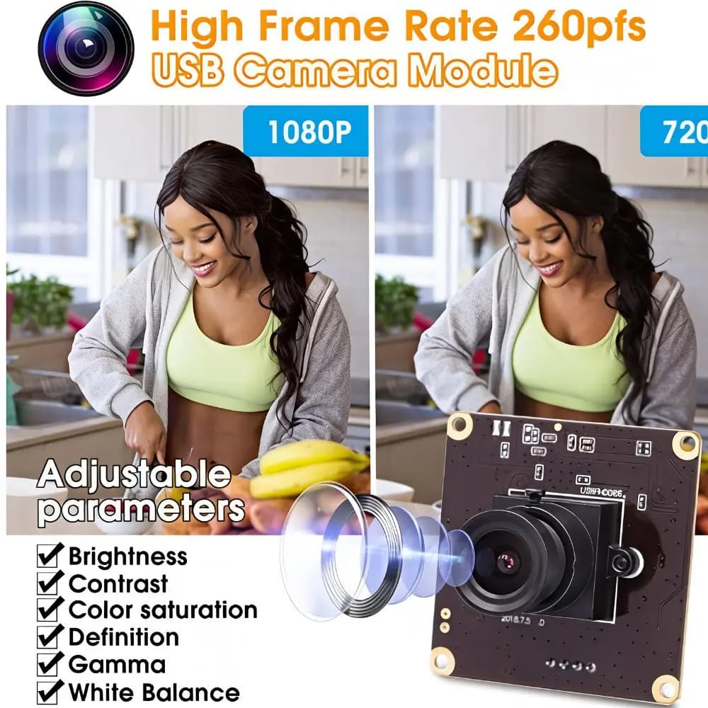 ELP 2MP 260fps High Frame Rate USB Webcam OV4689 Sensor 1080P 60fps USB 2.0 Camera for Industrial Vision Motion Capture