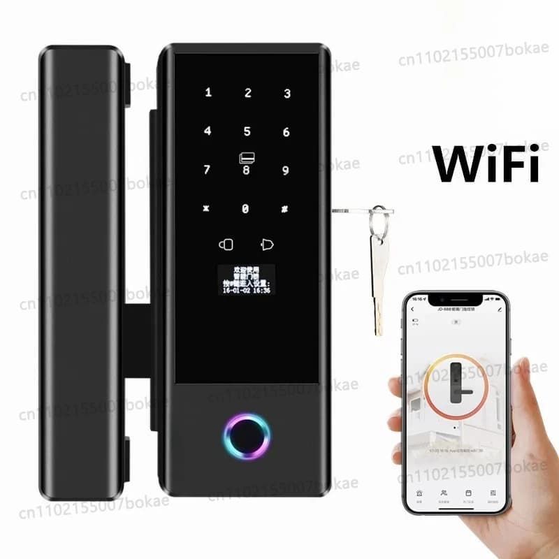 Magnetic Fingerprint Smart Glass Lock: Dummy Password Solid Locking Hook Electronic Digital Deadbolt Bluetooth Lock