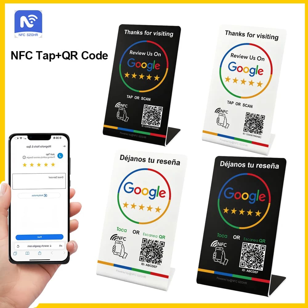 Carta NFC215 programmabile con codice QR 13.56Mhz, modifica illimitata gratuita del codice QR, carta NFC per recensioni Google, migliora le recensioni del negozio