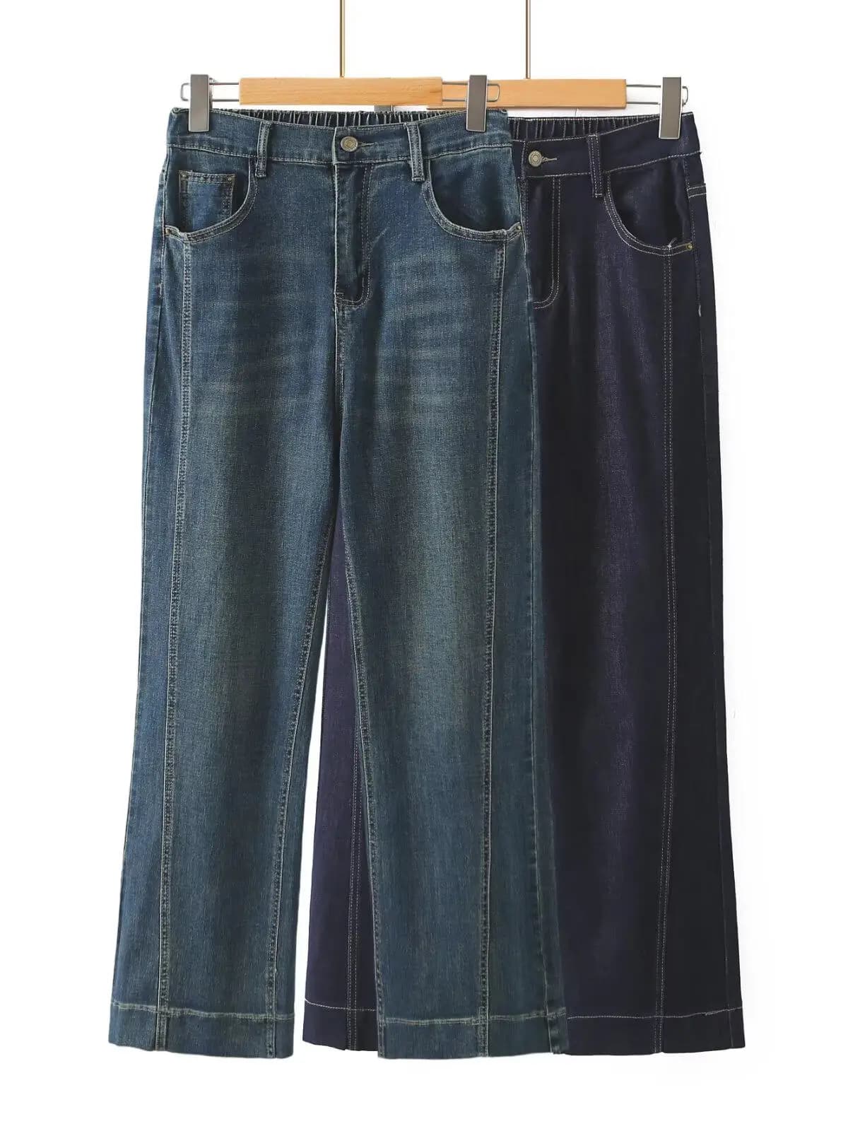 plus Size Casual High Waist Straight Leg Jeans Thin Loose Fitting Slimming Summer Blue Denim Wide Leg Pants for Women
