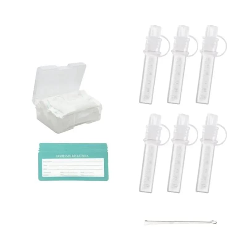 WOTT-Raccoglitore di latte materno riutilizzabile, kit per la raccolta del colostro da 6 ml/6 pezzi, a tenuta stagna, resistente al calore e al congelamento, spazzola per la pulizia inclusa