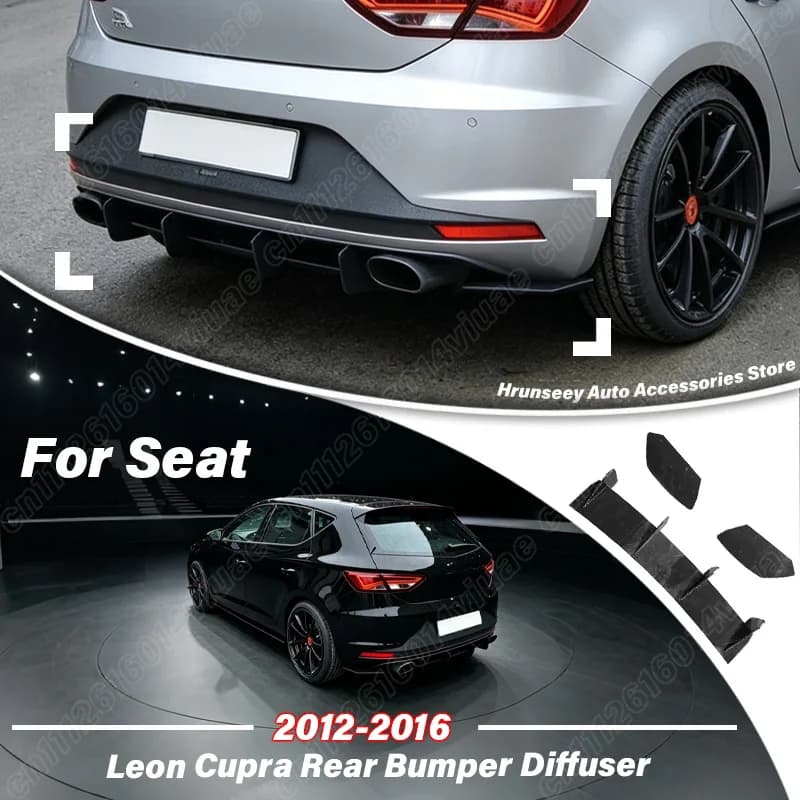 For Seat Leon Cupra 2012 2013 2014 2015 2016 Racing Style Rear Bumper Diffuser Lip Splitter Lower Spoiler Car Modification Kit