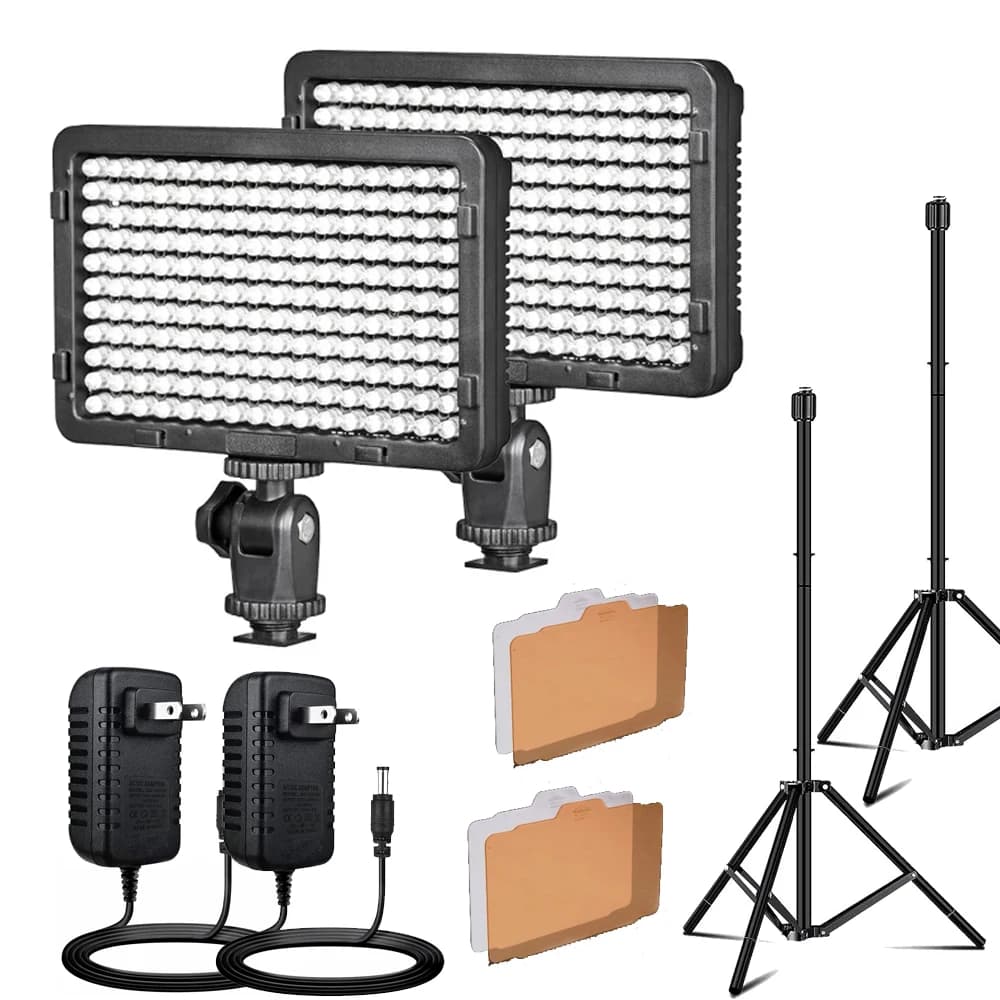 Confezione da 2 luci per streaming da studio a 176 LED Kit di illuminazione video per fotografia Luci fotografiche per la registrazione video della fotocamera