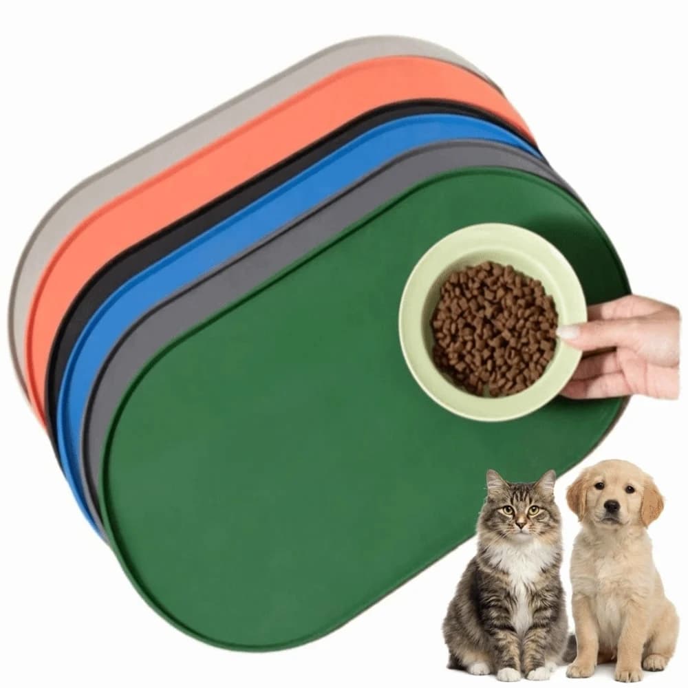 Durable Silicone Pet Food Mat Waterproof Non-Slip Design Dog Food Mat Raised Edges BPA-Free Cat Feeding Mat Pet Supplies