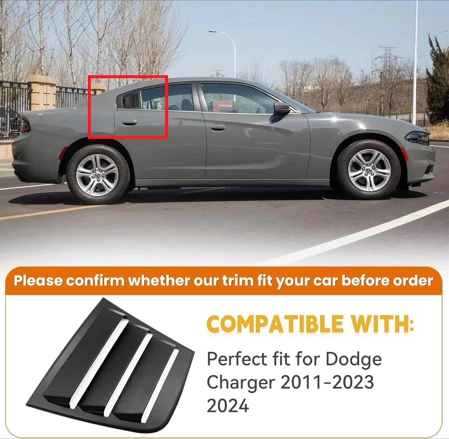 Coperture Parasole per Finestrini Laterali, Persiane in ABS Nero, Set da 2 per Dodge Charger 2011-2024