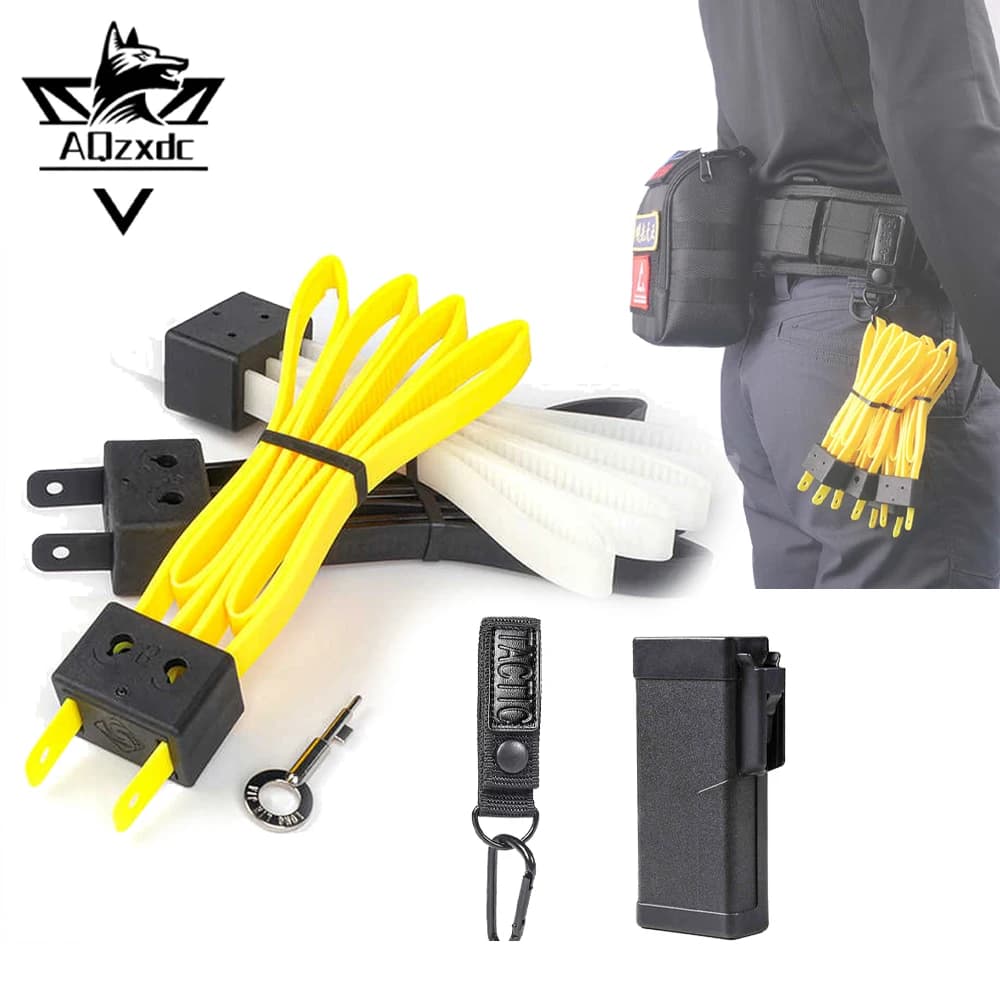 Tactical Zip Tie Portable Extended Reusable FoldableTie-Down With Double Hole Unlocking for CS Airsoft Hunting Shooting Camping