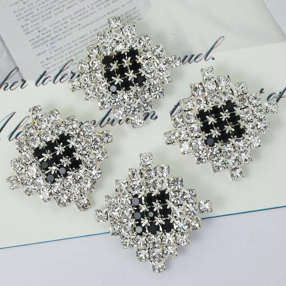 10pcs 18*18mm Fashion Metal Rectangular Crystal Jewelry DIY Sewing Headwear Mink fur hat Hair Clip Wedding Decoration Accessorie