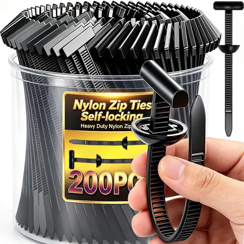 1-200pcs Nylon Zip Ties Self-locking Universal Plastic Cable Tie Fastening Rings Zipper Wrap Straps with Clips Car Accessories