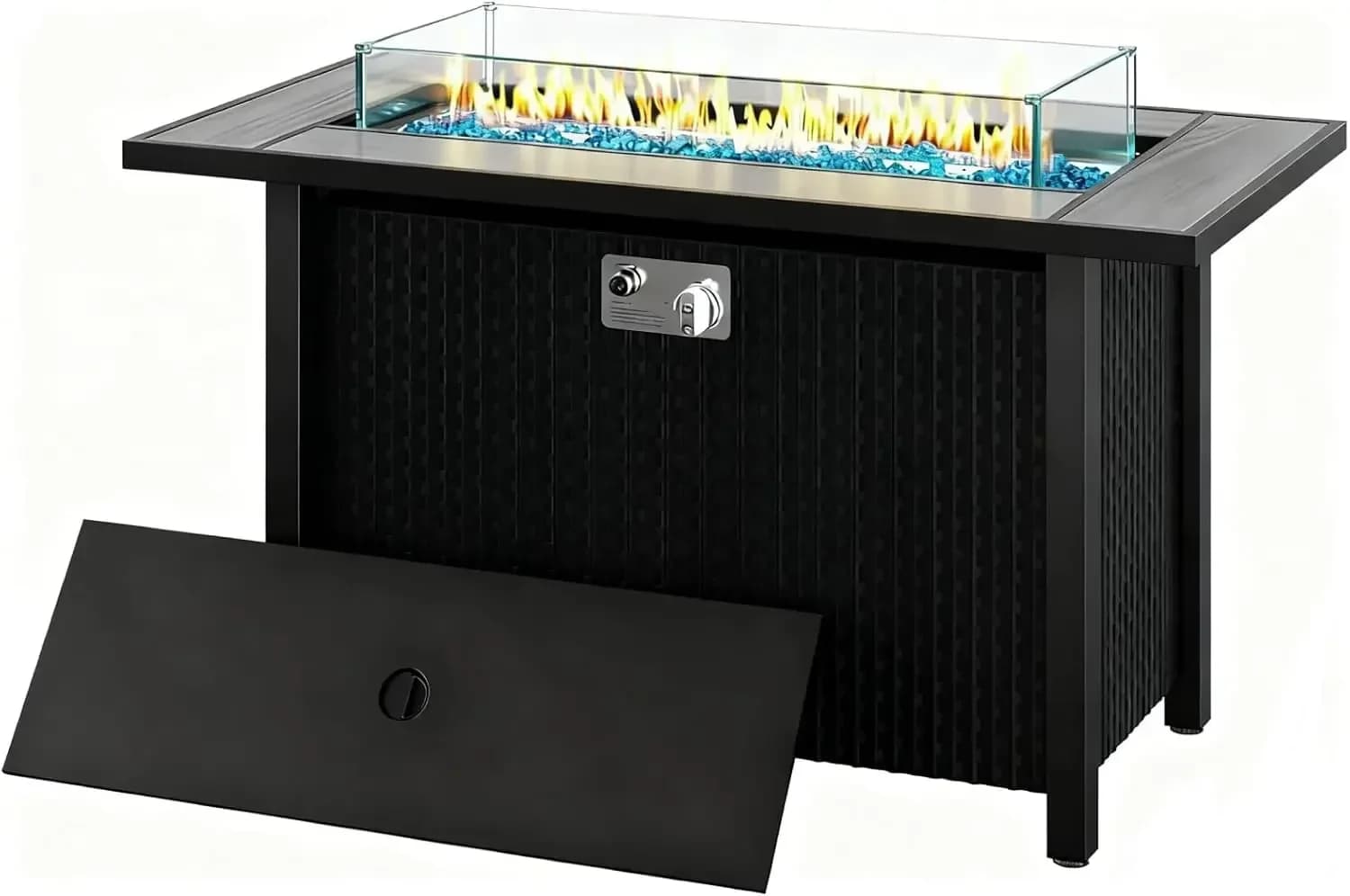 Tavolo con Braciere a Propano da 45 Pollici, 50.000 BTU, Braciere a Gas per Esterni per Patio e Giardino, Tavolo da Pranzo 2-in-1 con Braciere e Vetro