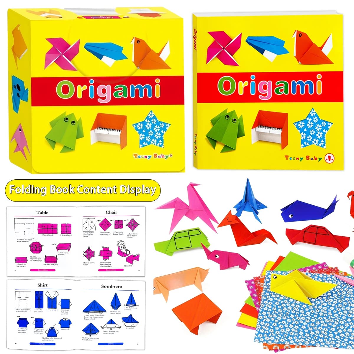 1 Large Box Origami Crafts Learning Gift Set for Kids ,Easy-to-Follow Instructions And Diverse Paper Designs for Creative Play