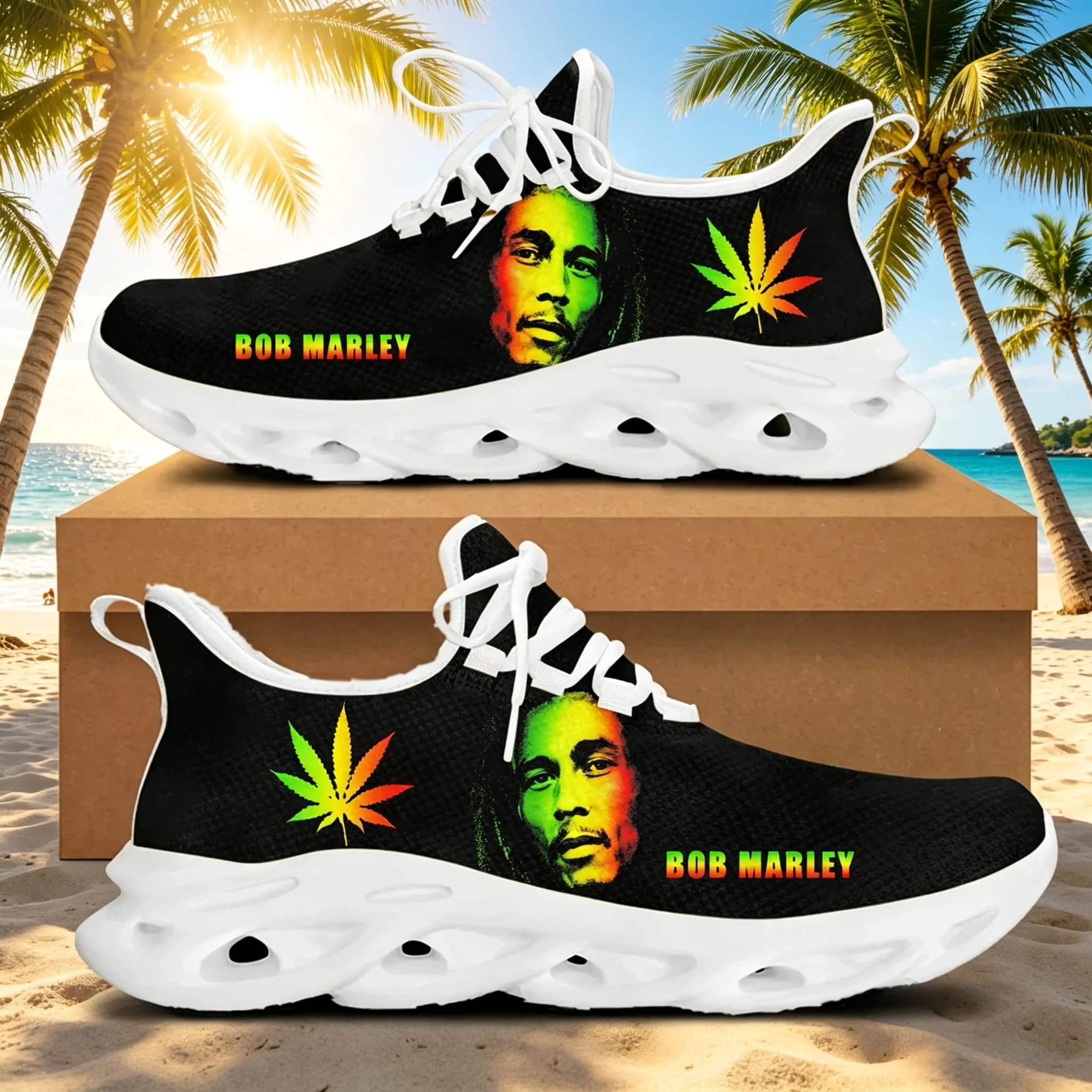 Sneakers a Tema Musicale Bob Marley, Design Colorato Rasta, Suola Ammortizzata, Scarpe Unisex da Strada