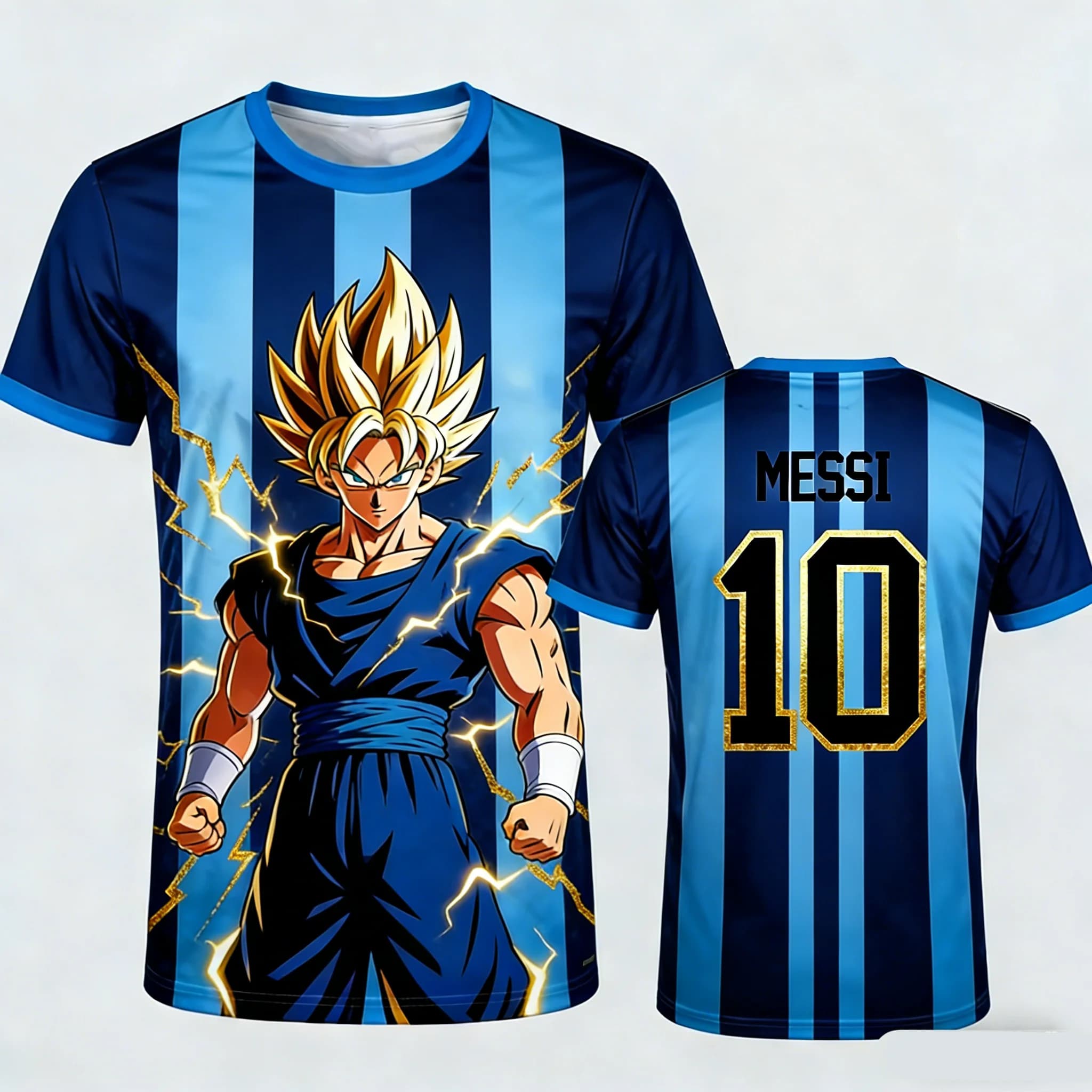 T-shirt Traspirante ad Asciugatura Rapida con Ricamo 3D di Goku Super Saiyan 10 di Dragon Ball, Collezione Estate 2026, per Uomo e Donna, Top per Uso Familiare
