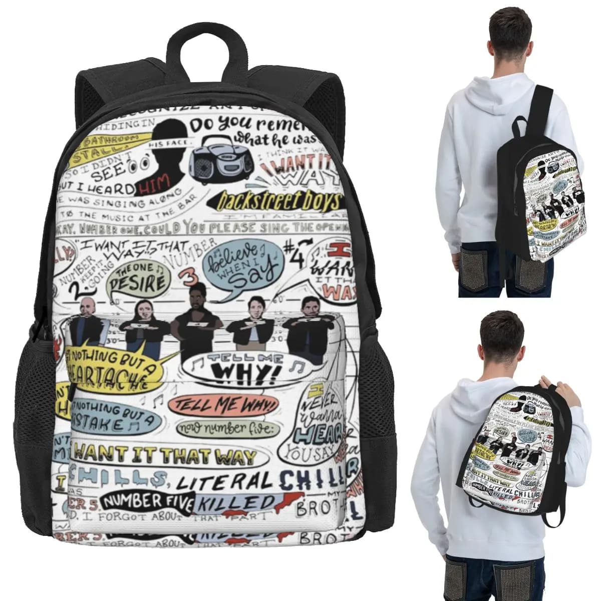 I Want It That Way B99 Zaino colorato per studenti, borsa da scuola, zaino da viaggio per escursioni, per uomo e donna, borsa a tracolla