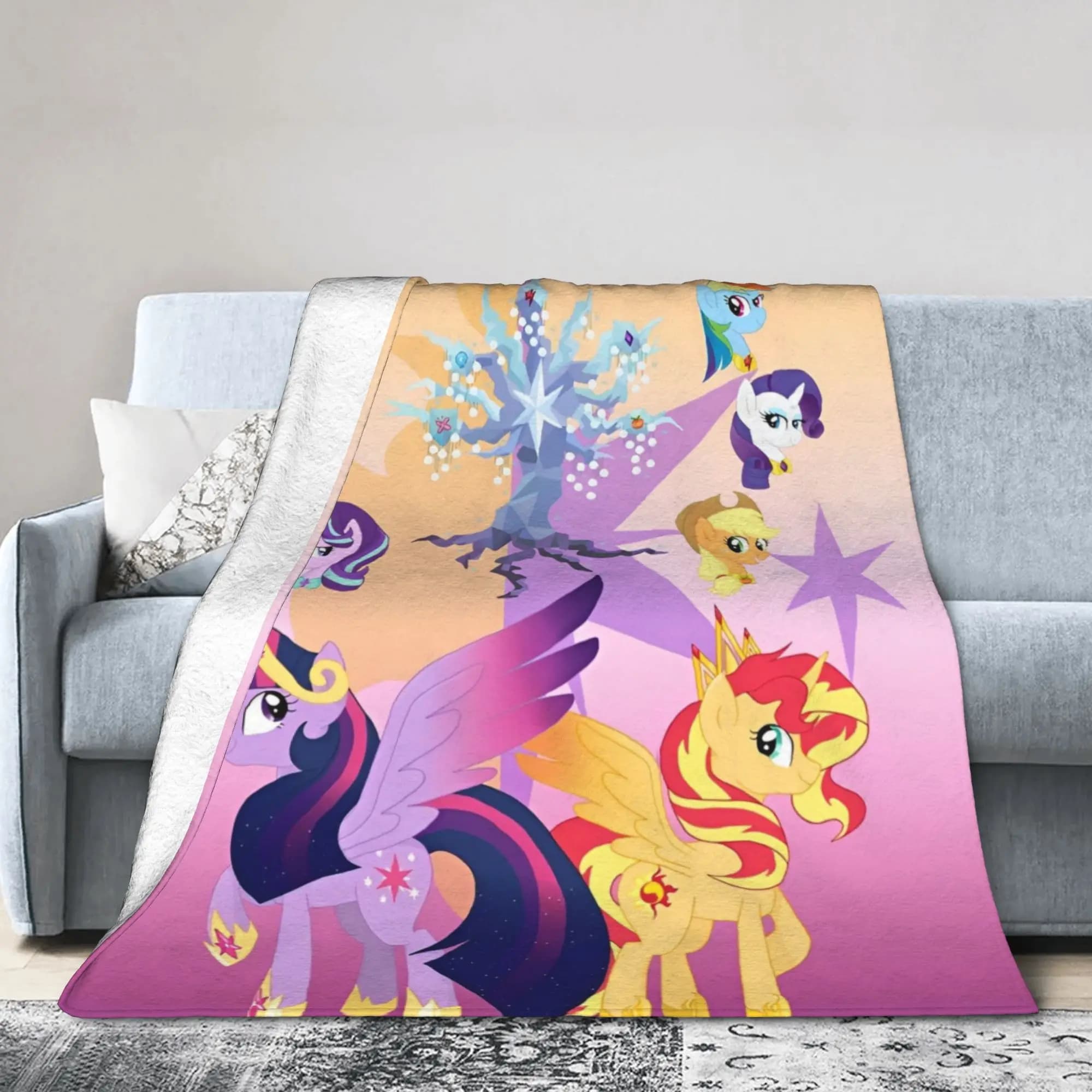 Mane Ten Blanket Ponies Friendship Is Magic Flannel Funny Warm Throw Blanket for Chair Covering Sofa Spring Autumn,