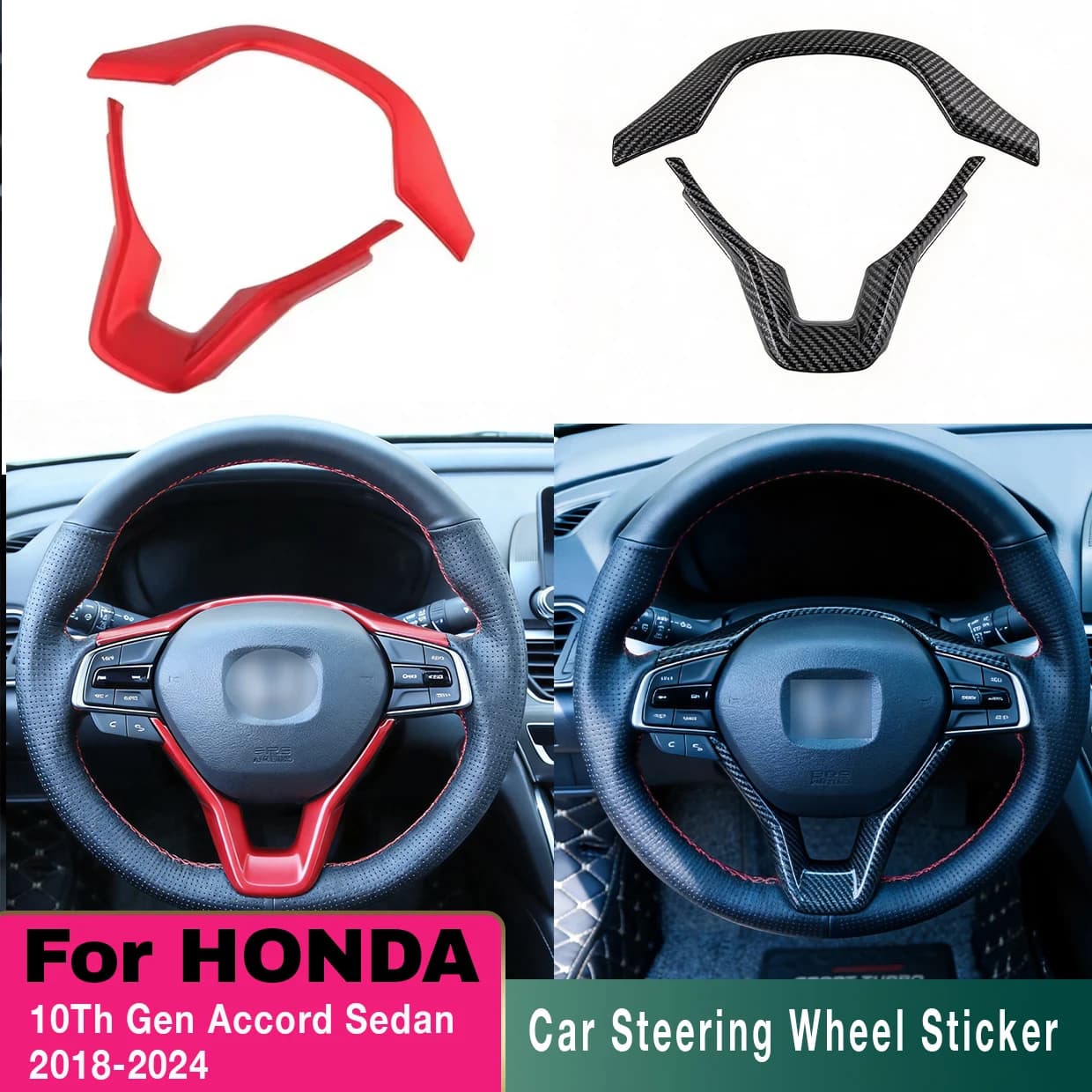 2Pcs Anti-scratch Steering Wheel Button Frame Cover Panel For Honda Gen Accord Sedan 2018-2024Interior Mod Accessories