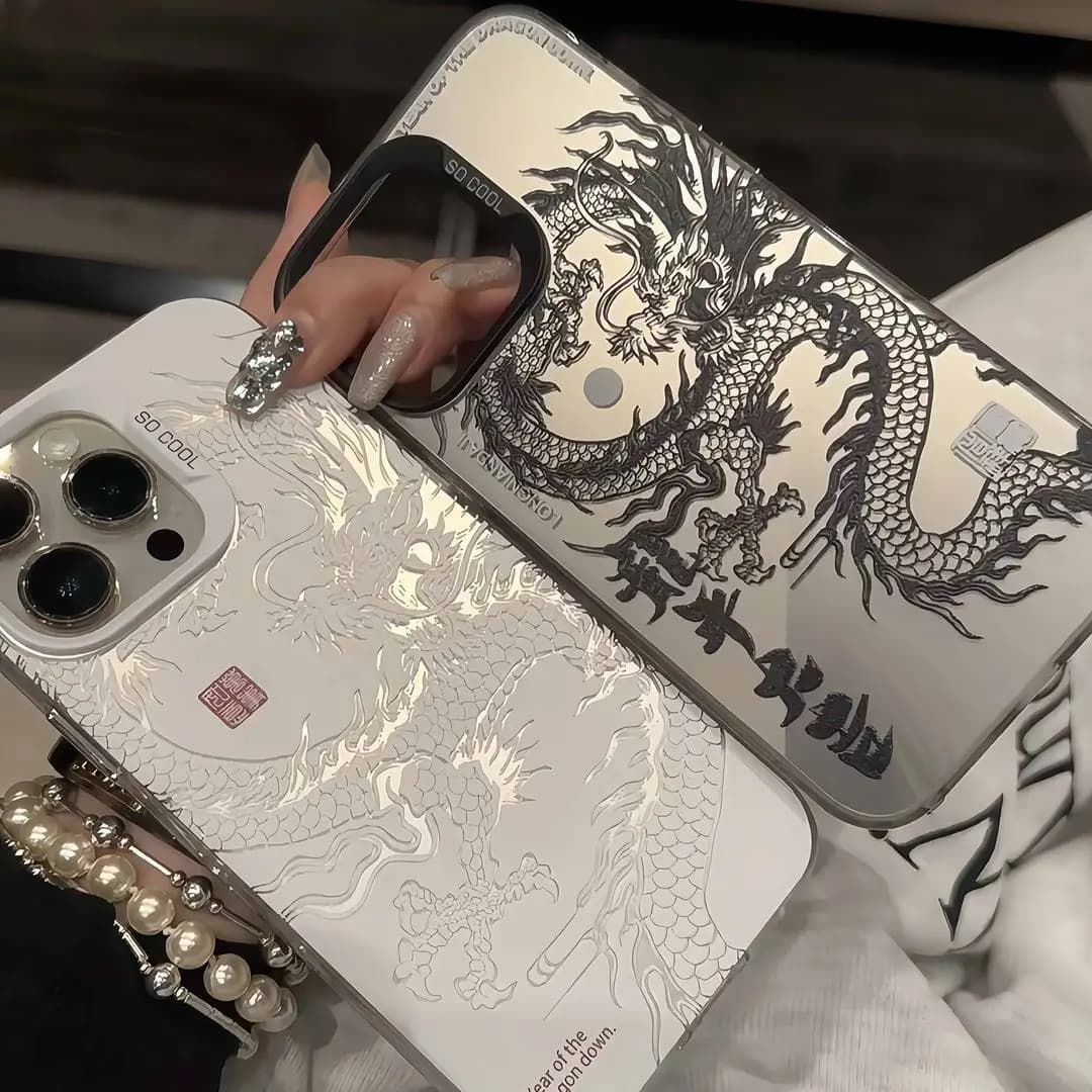 Super Cool Chinese Loong Phone Case For iPhone 17 16 15 14 13 12 11 Pro Max XR XS MAX 7 8 PLUS MINI INS Luxury Matte Cover