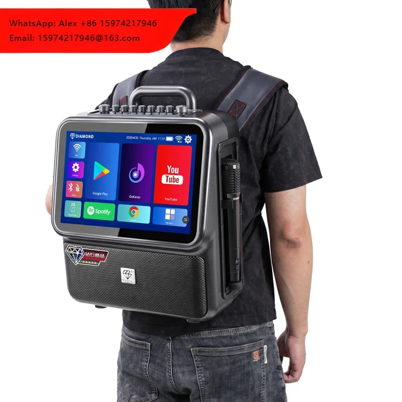 Diamond Patent Dual 4'' Woofer Professional Portable Karaoke System Machine USB TF Aux Wireless Party Speaker With Touch Screen