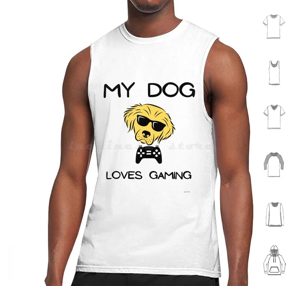 Il mio cane ama il gioco Canottiere classiche Canottiere senza maniche Anche il mio cane ama il gioco Gioco Vita Cani Gioco da campeggio per cani