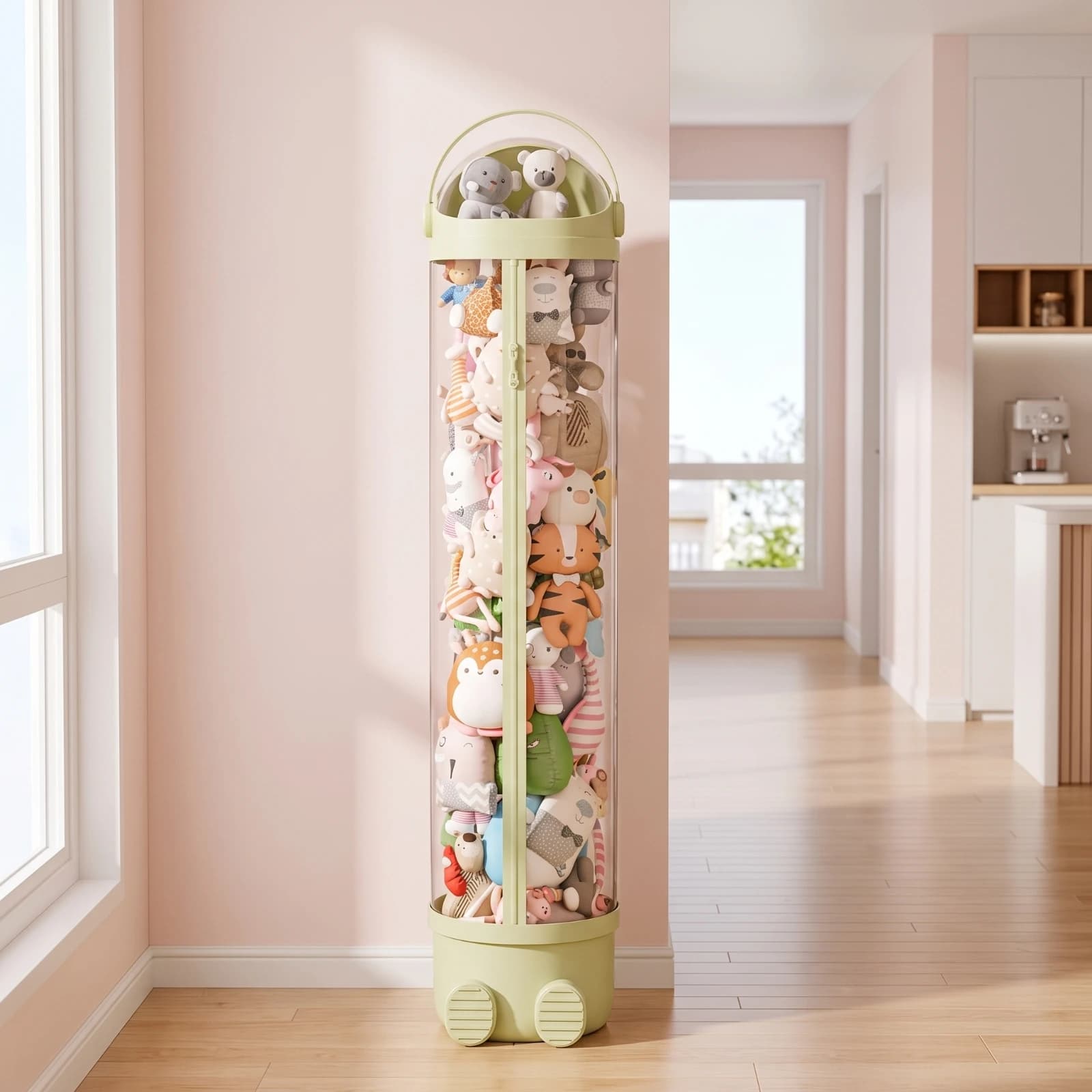 Stuffed Animal Storage Organizer Transparent Stuffed Toy Organizer Toy Storage Bin with Zipper Spacious for Children, Playroom