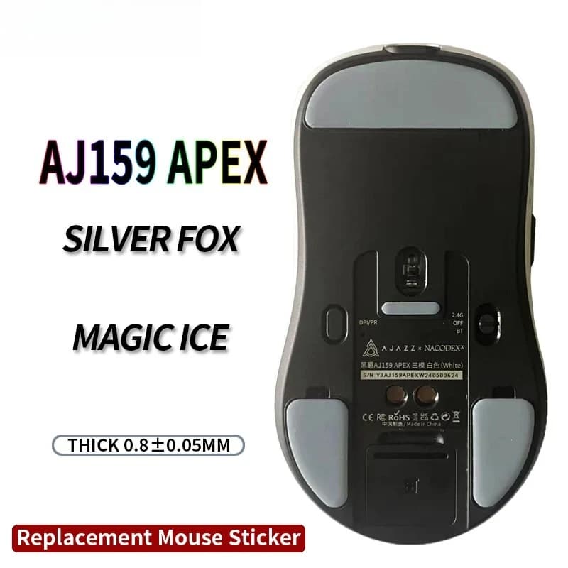 InsolitoWaySports Mouse Pattini Per Ajazz AJ199/139PRO/099/159apex Alto Cambio PTFE Anti-Collasso Silver Fox Magic Ice