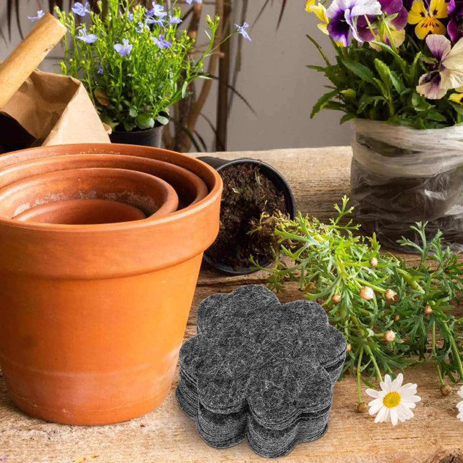40Pcs Flowerpot Bottom Pad Breathable Drainage Gasket for Plant Pot Bonsai Succulent Planter Air Protection Soil Leak