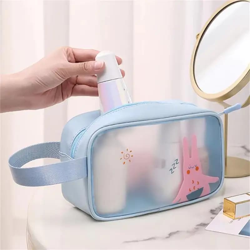 Borsa Cosmetica Trasparente con Motivi Cartoon, Impermeabile, Portatile, per Viaggi, Organizer per Articoli da Toilette e Lavanderia