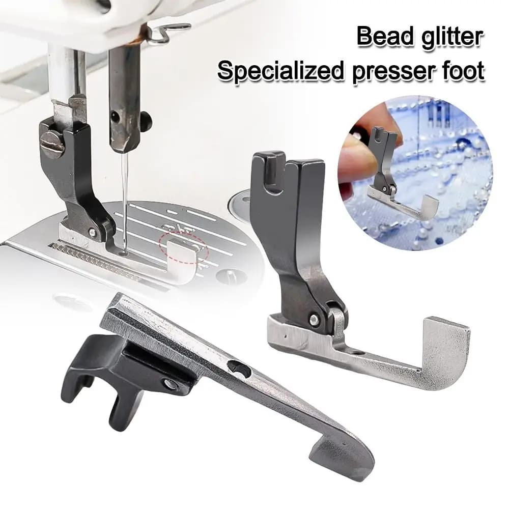 Piedino speciale per paillettes con perline in acciaio Facile da usare P369 Perline Piedino fisso senza perline Piedino per cucire senza perline