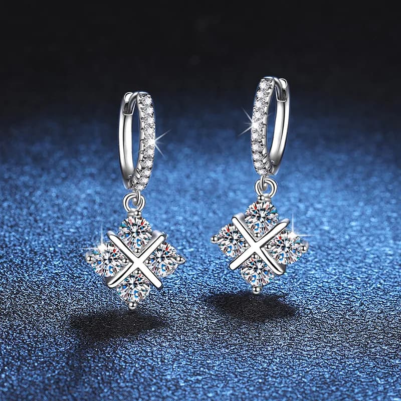 LioraGem Classic Cross-Design Moissanite Earrings, Dreamcatcher-Inspired Moissanite Earrings Platinum PT950 Stamp