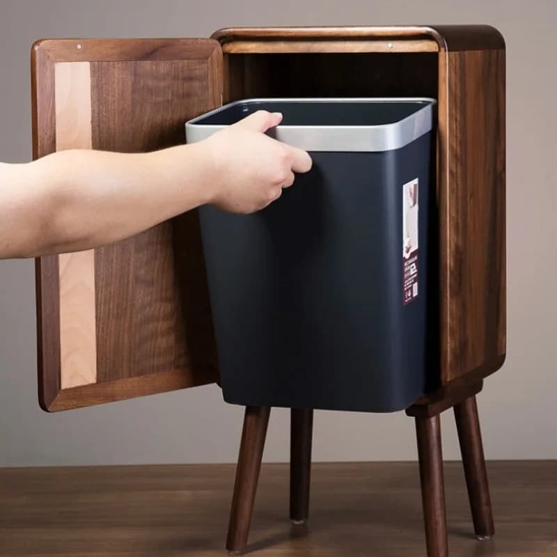 Cestino per Rifiuti in Legno di Lusso, Contenitore per Rifiuti Domestici, Bidone per Rifiuti Alimentari da Cucina, Cestino per Carta da Bagno
