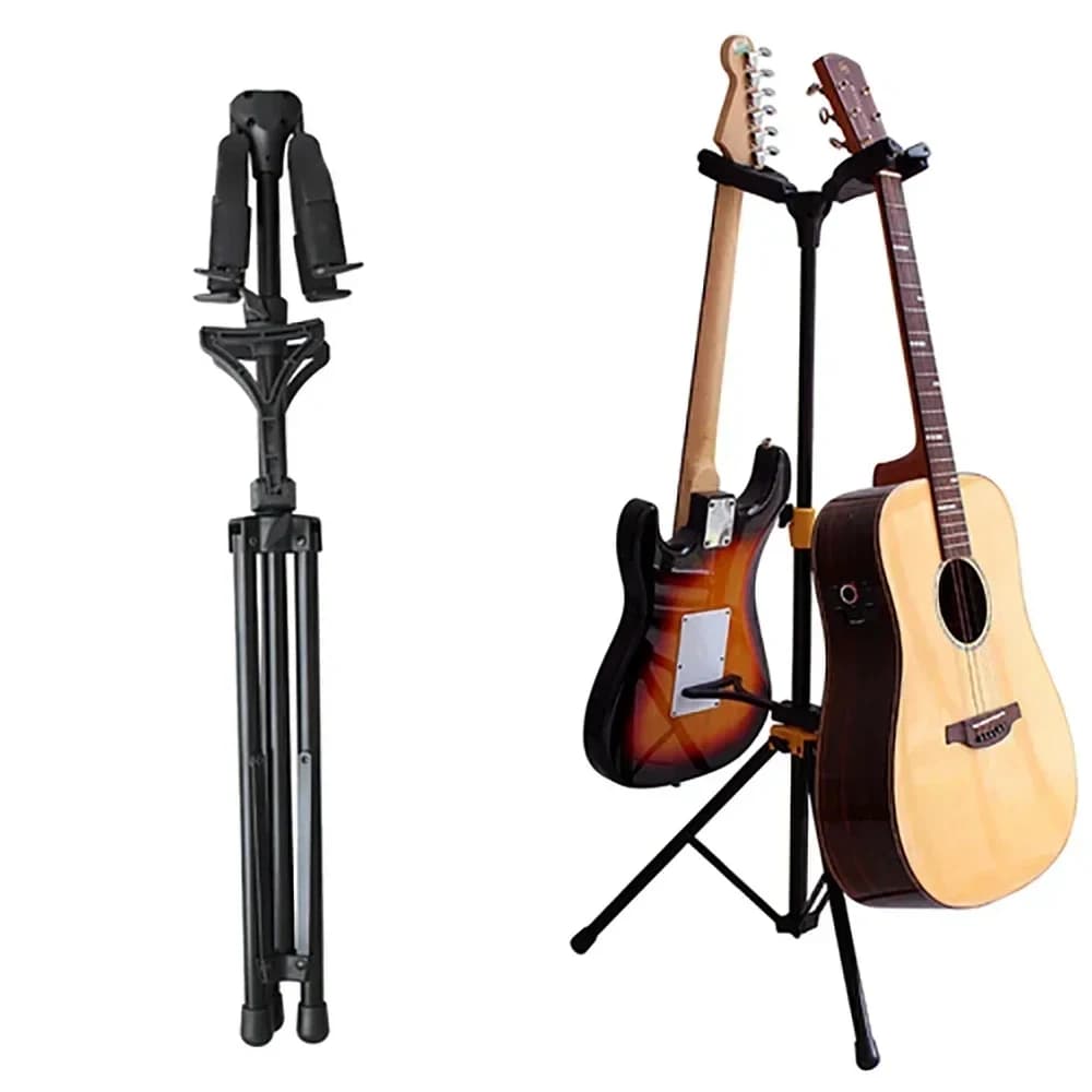 Flanger FL-08D Supporto per chitarra Staffa verticale in metallo a doppia testa per chitarra basso violino Ukulele Banj parti e accessori