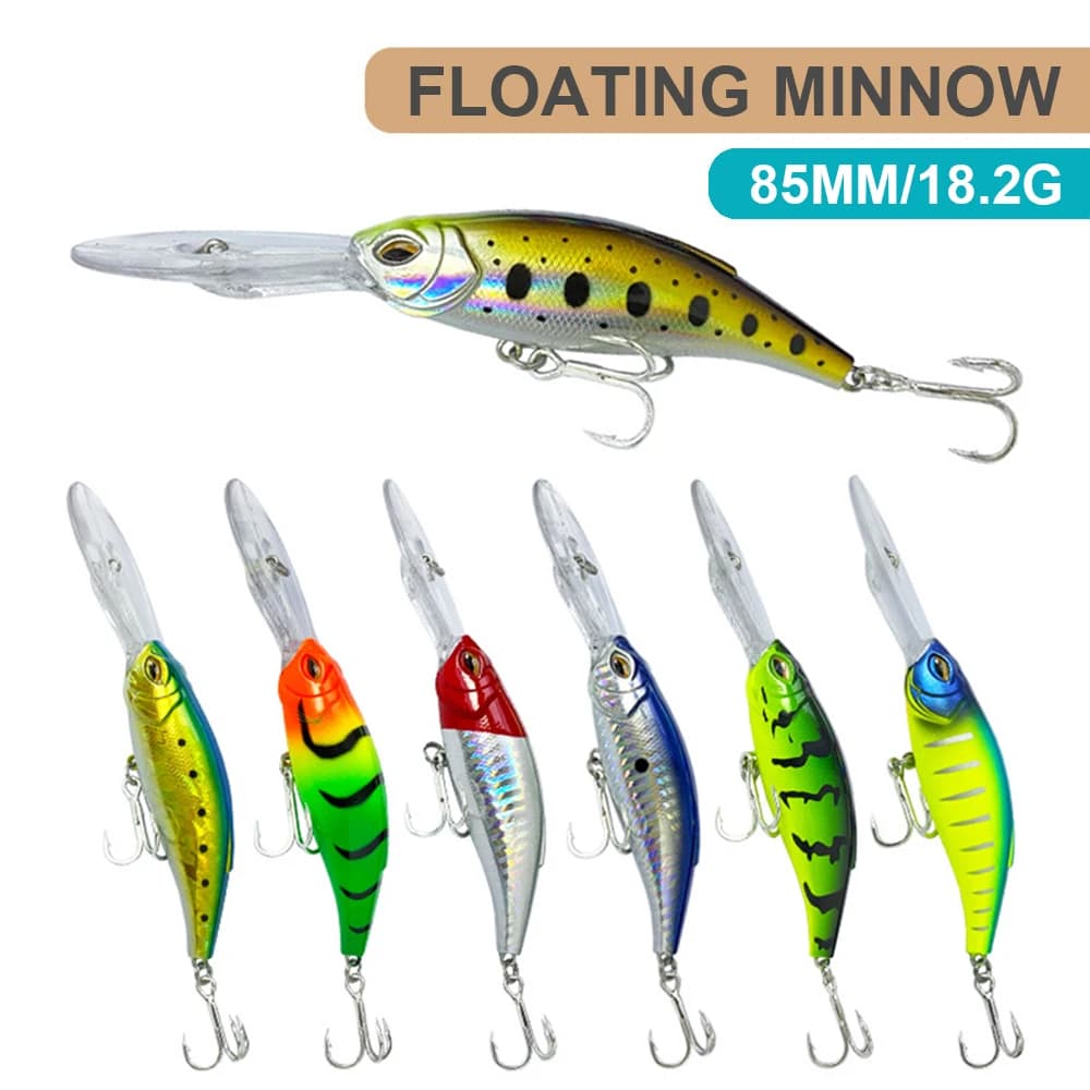 8.5 centimetri 18.2g Esche Da Pesca Altalena Galleggiante Minnow Wobbler Colata Lunga Immersioni Profonde Artificiale Esca Dura Attrezzatura Da Pesca Esca MN713
