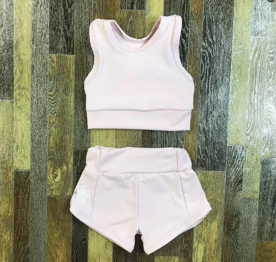 New set of matching yoga top shorts for girls, for kids, to go out, yoga, smooth cycling, running, sports, yoga clothes