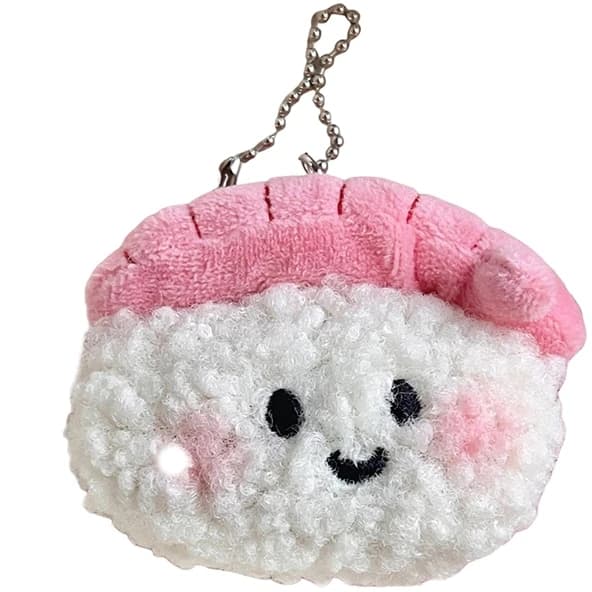Zaino Ciondolo Borsa da scuola Decorazione Regali per coppie Gamberetti dolci Sushi Peluche Bambola di pezza morbida Portachiavi Portachiavi per auto