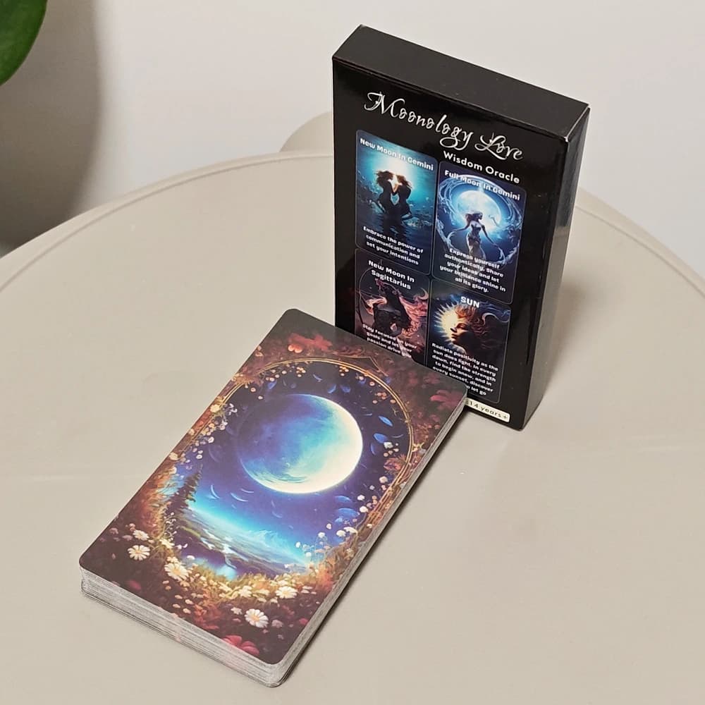 Moonology Wisdom Oracle Ponte di energia lunare per amore e ispirazione | Messaggi lunari curativi spirituali 10,3 * 6 cm 39 carte