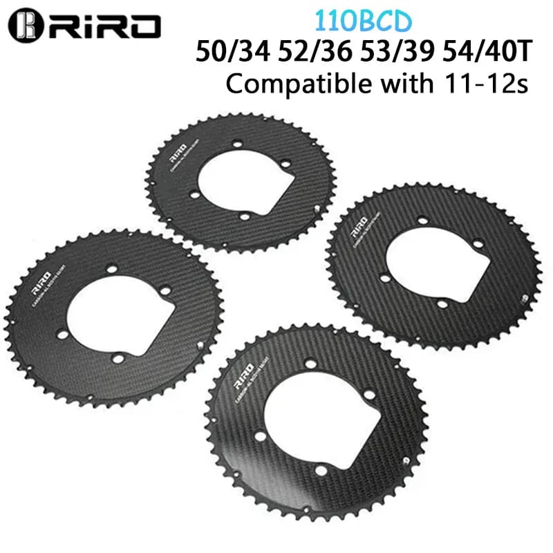 Riro 110Bcd Corona per bicicletta in carbonio stretto largo 11-12S Corona per bici da strada in lega di alluminio 7075 4 bulloni ruota dentata per Shimano