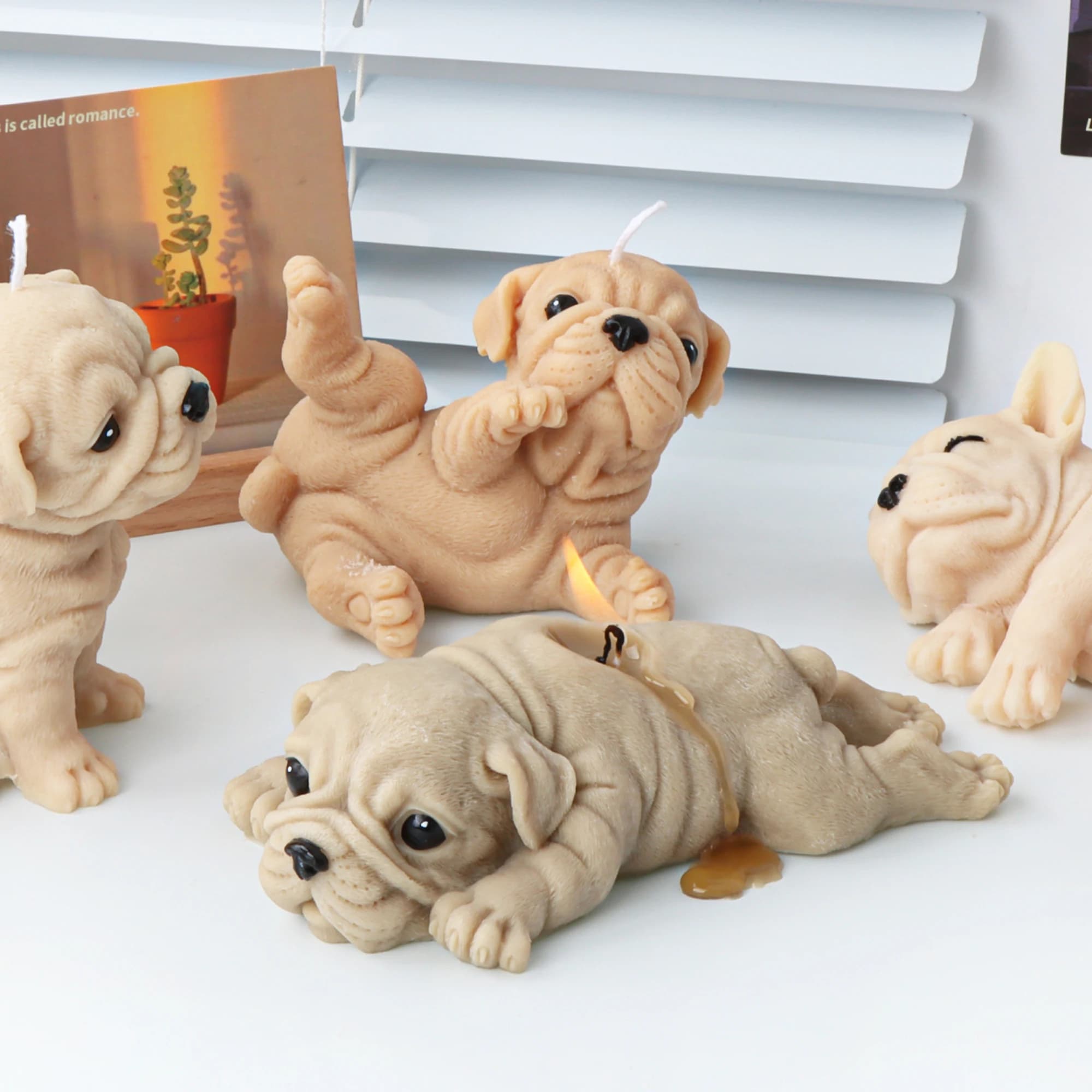 3D Cute Dog Candle Mold DIY Silicone Casting Mould for Soy Wax Home Decor Gift Ideal for Side-Lying Idle Dog Statue Casting