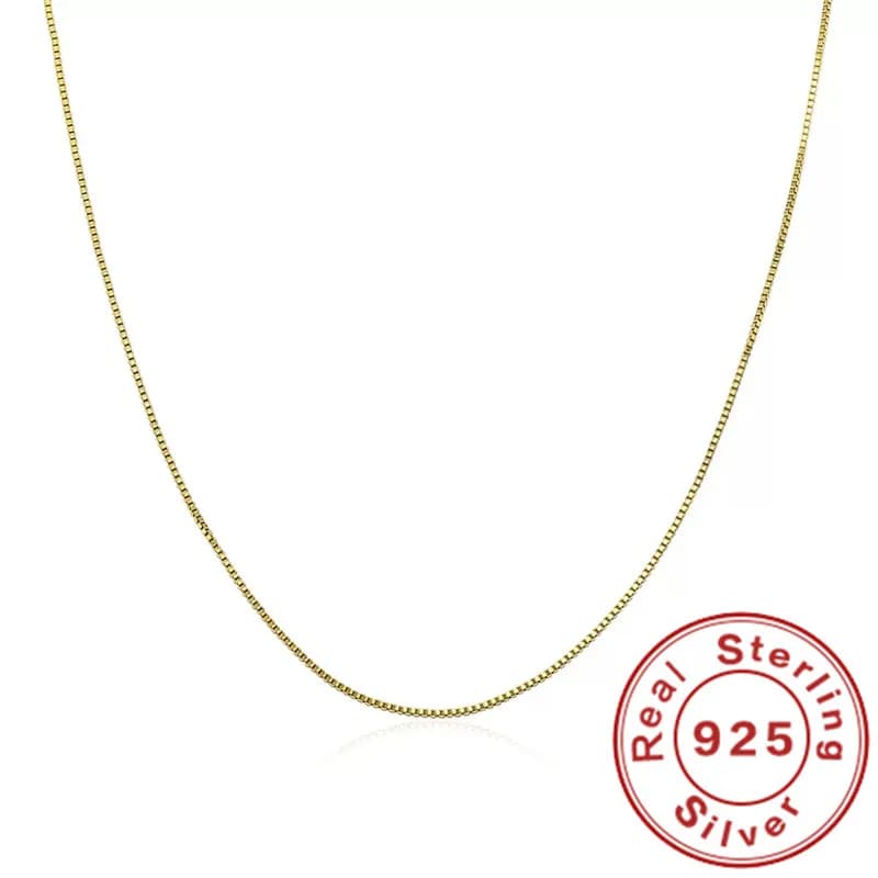 Collana in argento sterling 925 placcata in oro, catena con fondotinta da 1 mm, gioielleria raffinata, regalo di fidanzamento per le donne