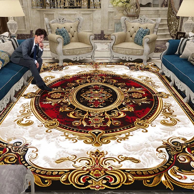 Tappeti per la casa di grandi dimensioni in stile europeo per soggiorno Tappeti decorativi per camera da letto Tappetino antiscivolo lavabile Blu
