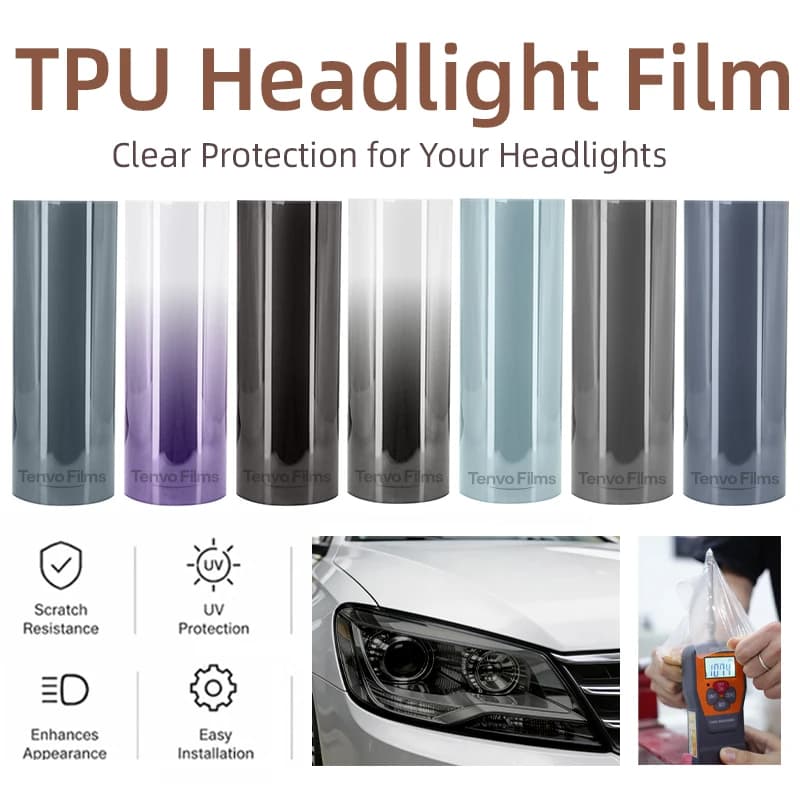 Aliphatic TPU Car Headlight Protective Film Self‑Healing High Stain‑Resistant UV Protection No Adhesive Residue Headlamp Wrap